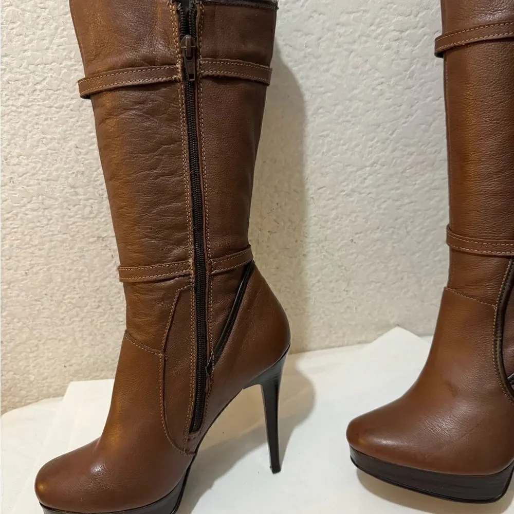 Seducta platform leather heeled  boots size 24 ,5/ 8,5 US